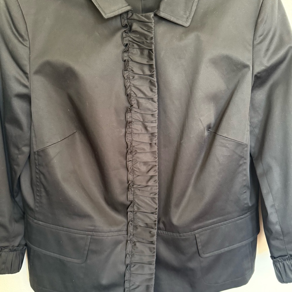 Talbots Black Ruffle Front Blazer 8P Career Wear Professional Jacket - Picture 12 of 13